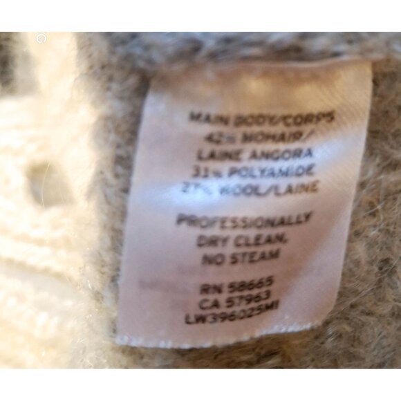 Lewit Womens Oversized Colorblock Cardigan Sweater S Mohair Wool Blend Beige Gre - Picture 4 of 6